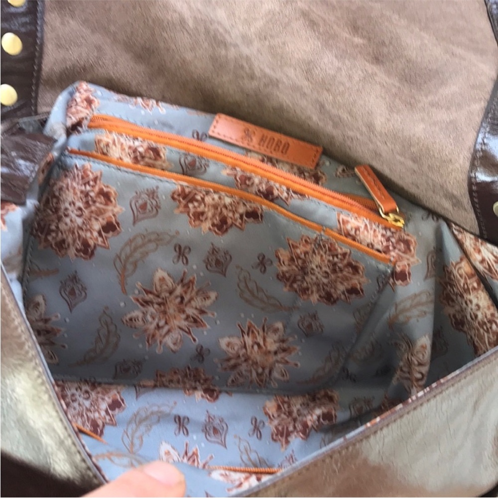 HOBO Brown Leather Crossbody Bag with Gold Studs - Picture 4 of 5